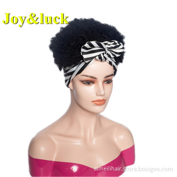 Hairband Hair for Women African Scarf Wig Wholesale Ladies Black Hair Short Afro Kinky Curly Headband Wig Synthetic Hair Wigs